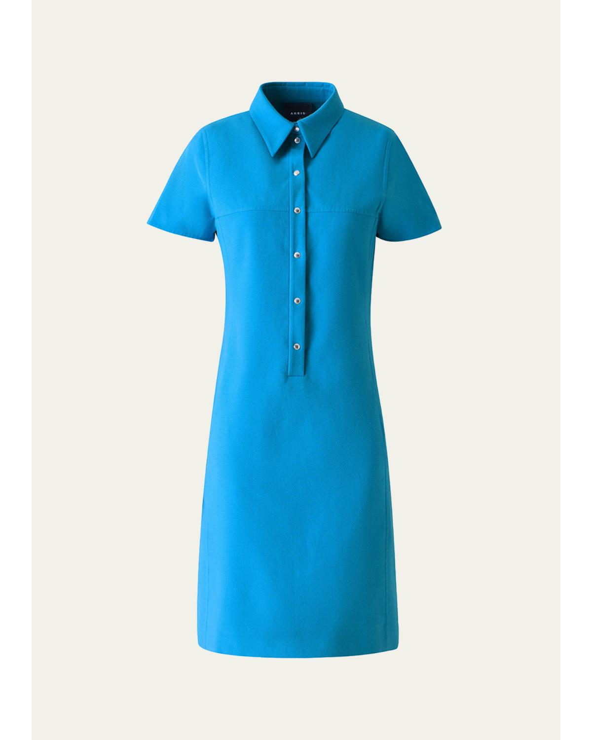 Short-Sleeve Cotton-Silk Polo Dress