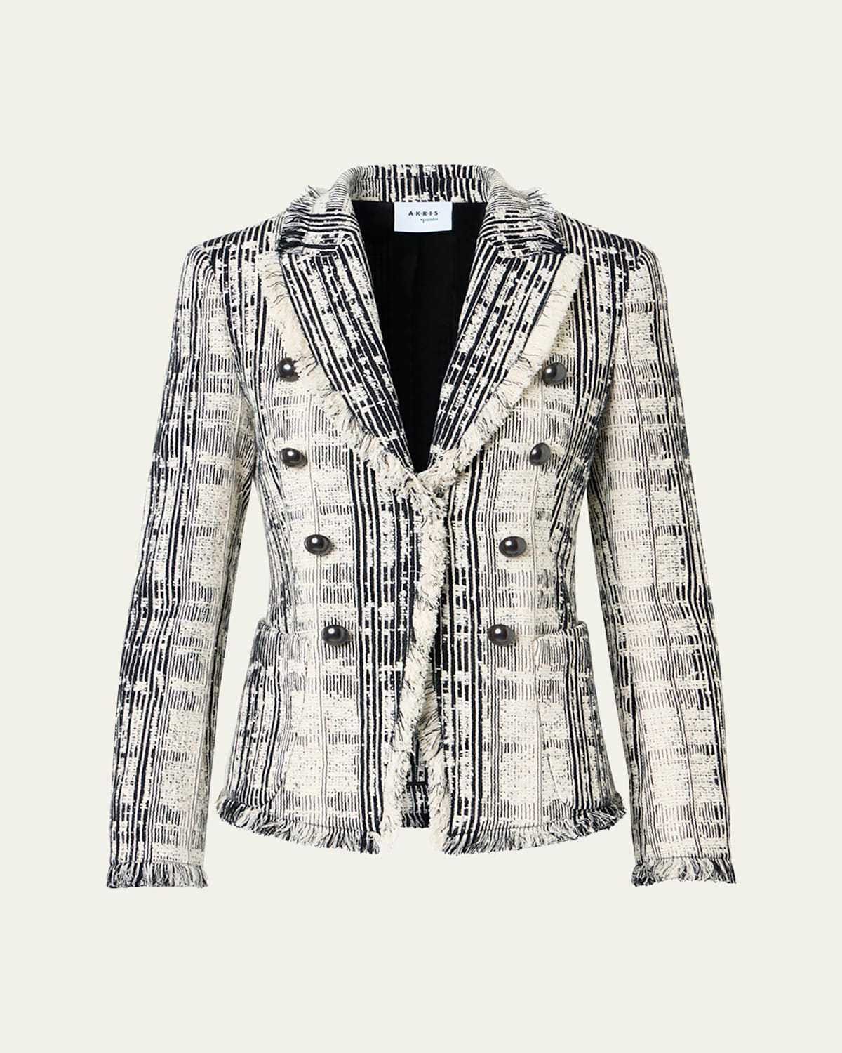 Akris Punto Fringed Boucle Tweed Double-breasted Blazer In Multi
