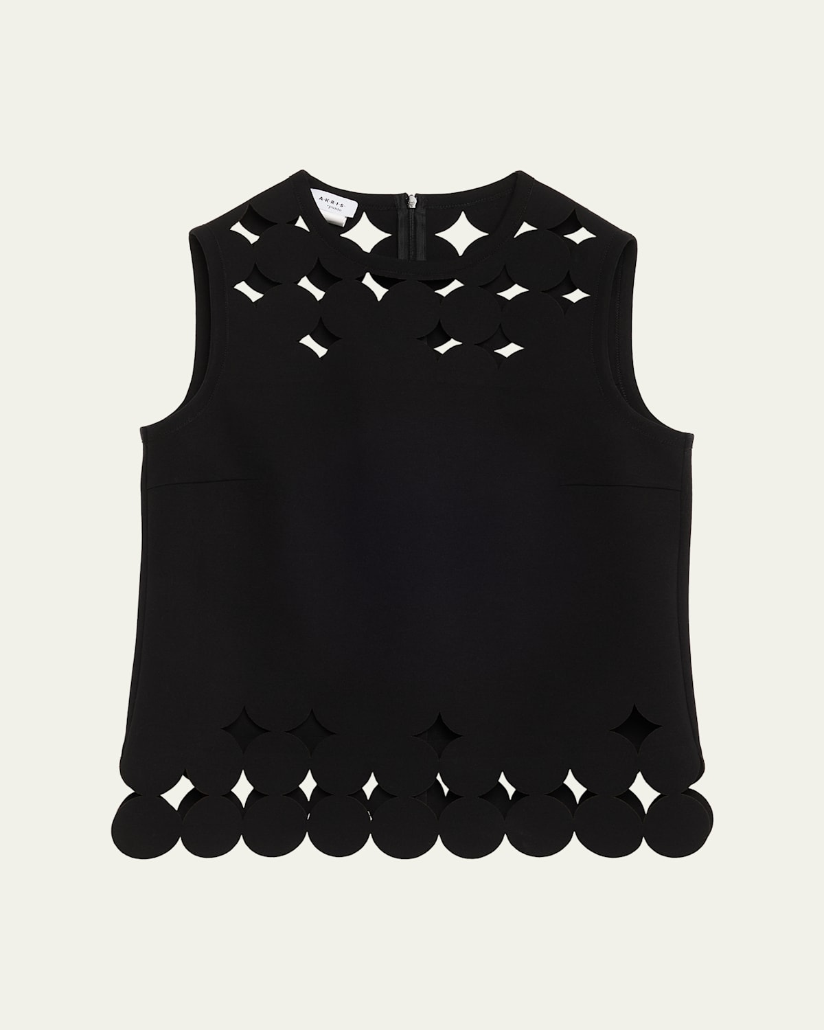 Akris Punto Sleeveless Cutout Polka Dot Top In Black