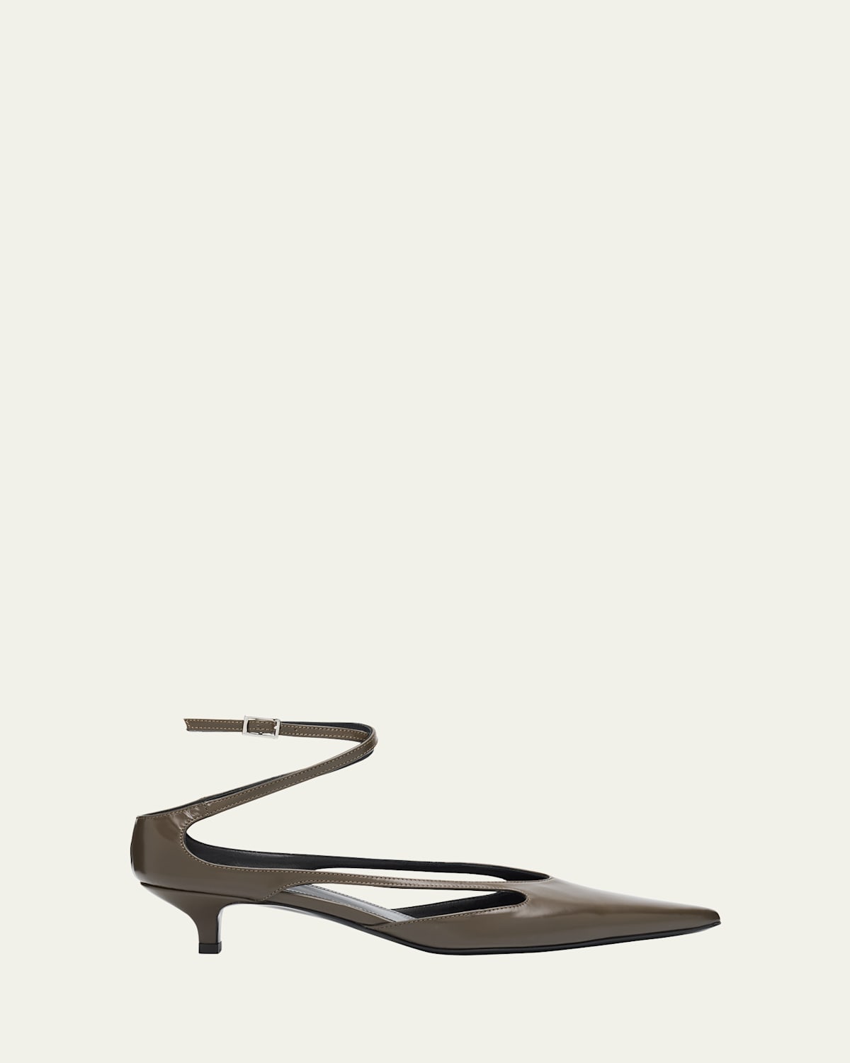 Totême Cutout Leather Kitten-heel Pumps In Brown