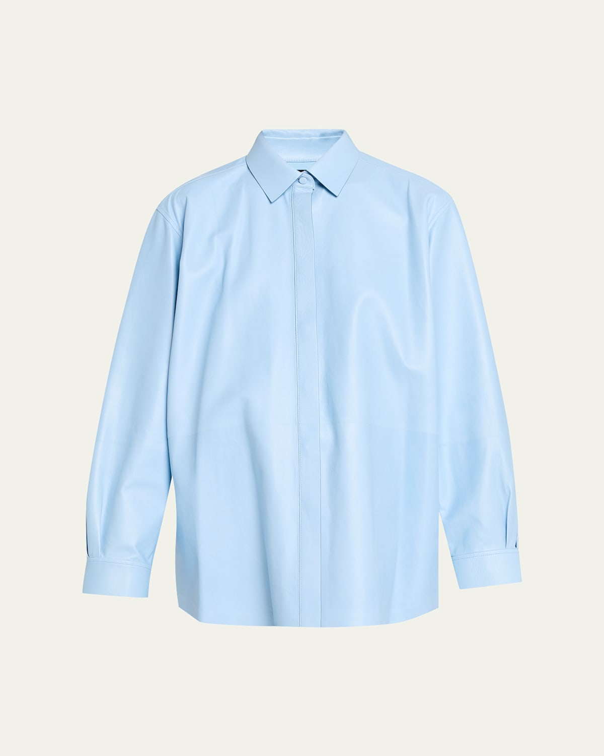 Tom Ford Leather Shirt Jacket In Blue