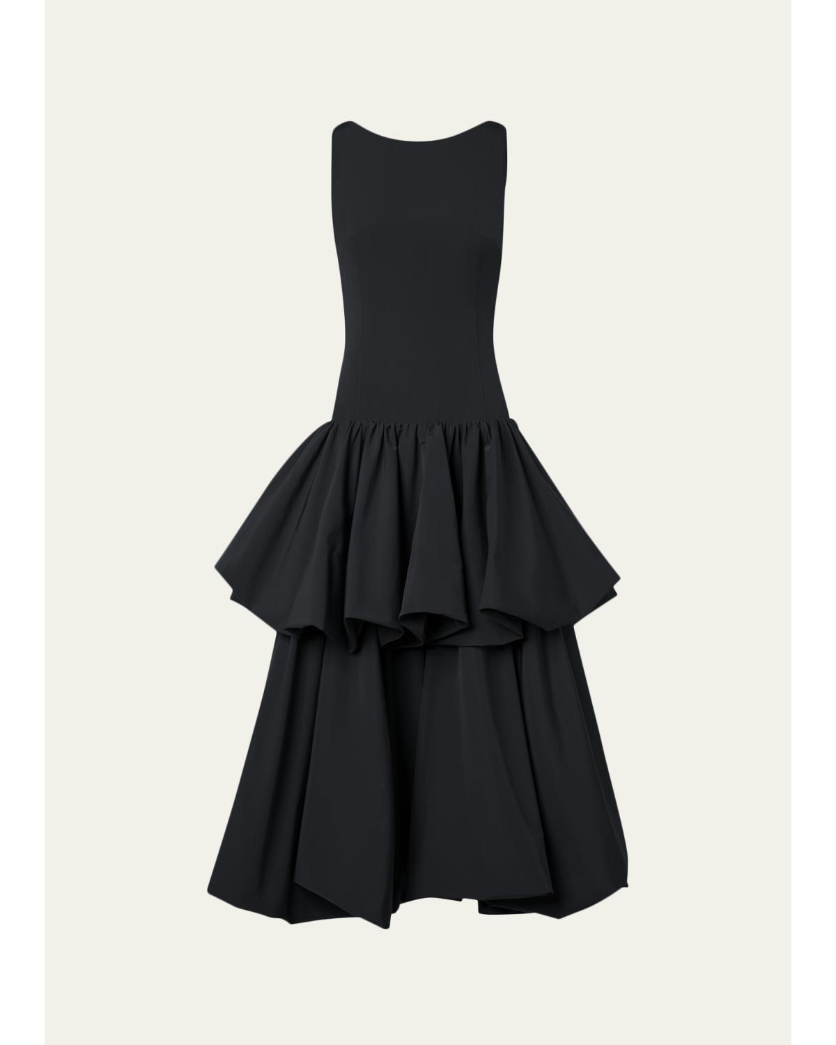Drop-Waist Ruffle Maxi Dress