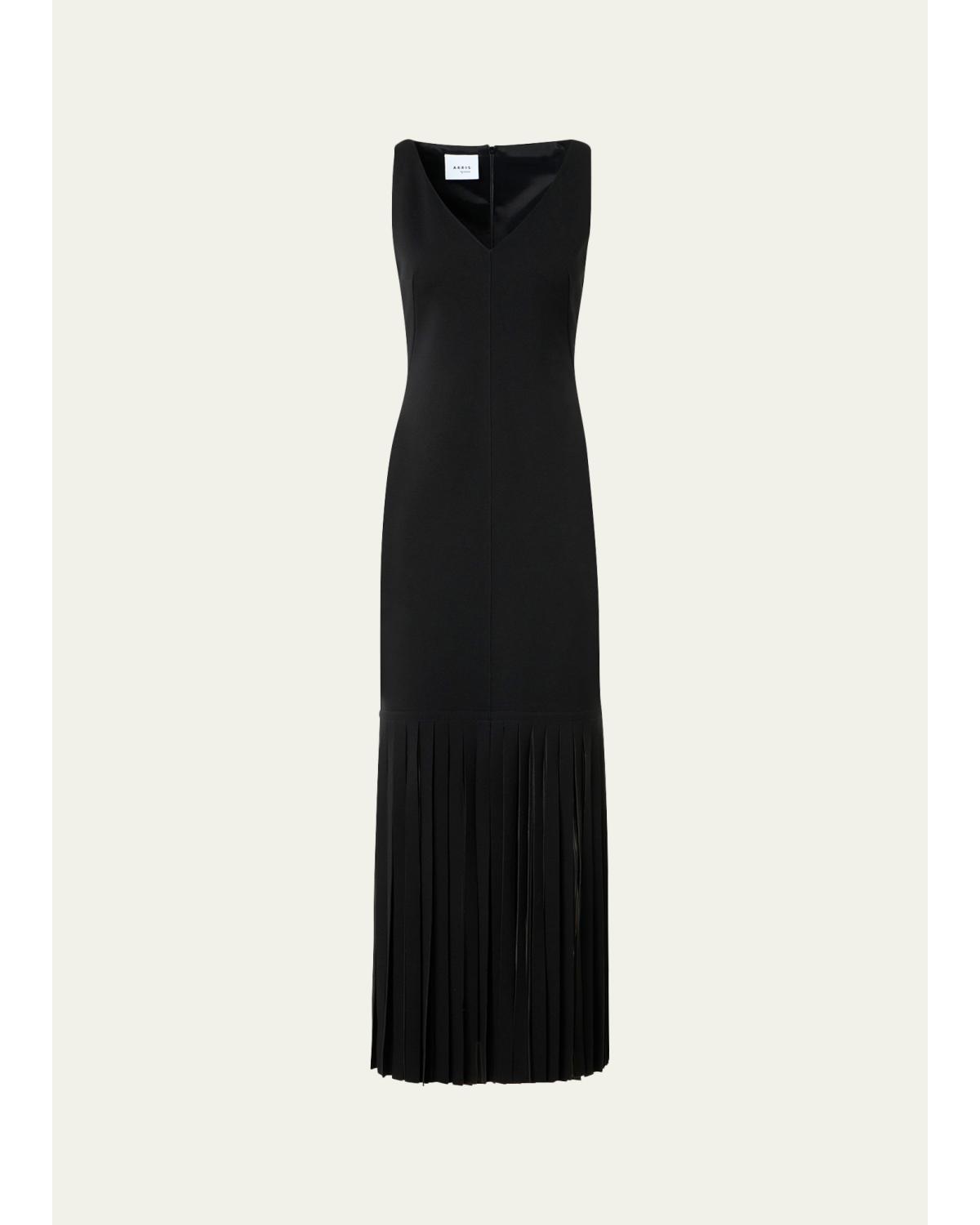 Jersey Fringe-Hem Maxi Dress