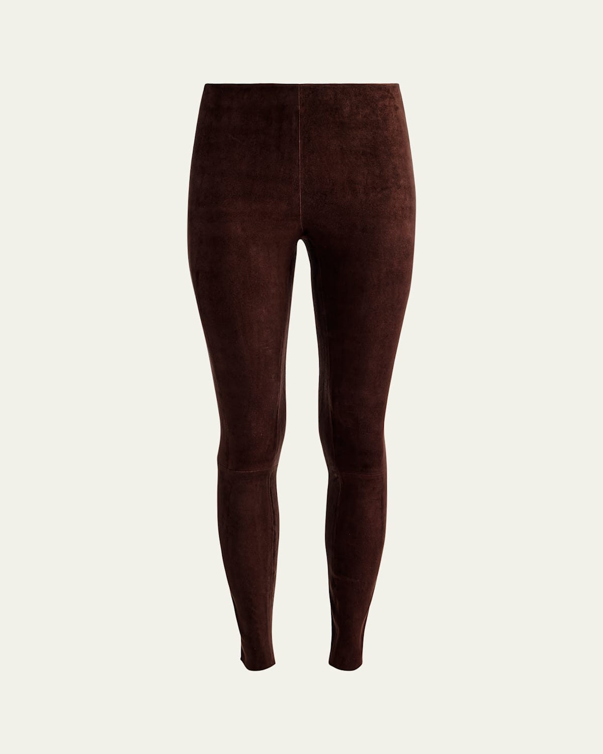 Alice And Olivia Lennox Mid-rise Suede Leggings In Brown