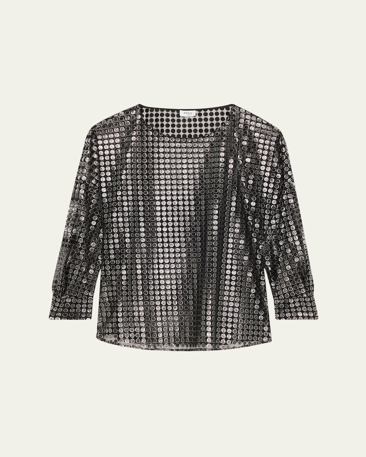 Akris Punto Metallic Dot Long-sleeve Blouse In Black