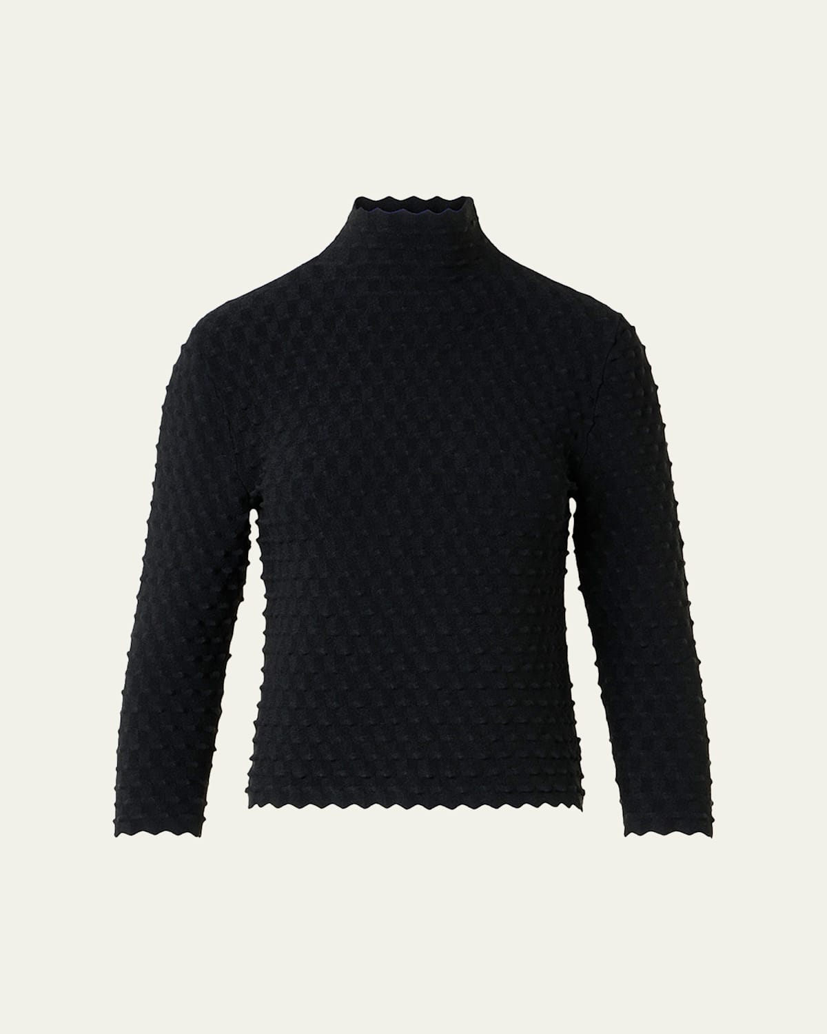 Akris Punto Popcorn Knit Mock-neck Sweater In Black