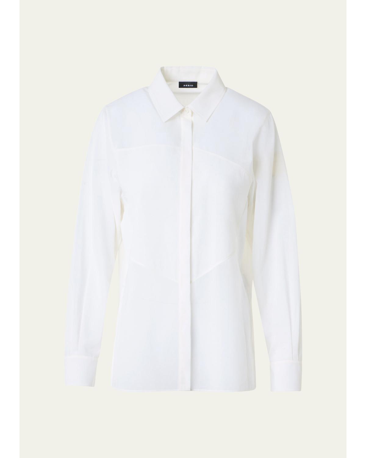 Geometric Paneled Cotton Button-Down Shirt