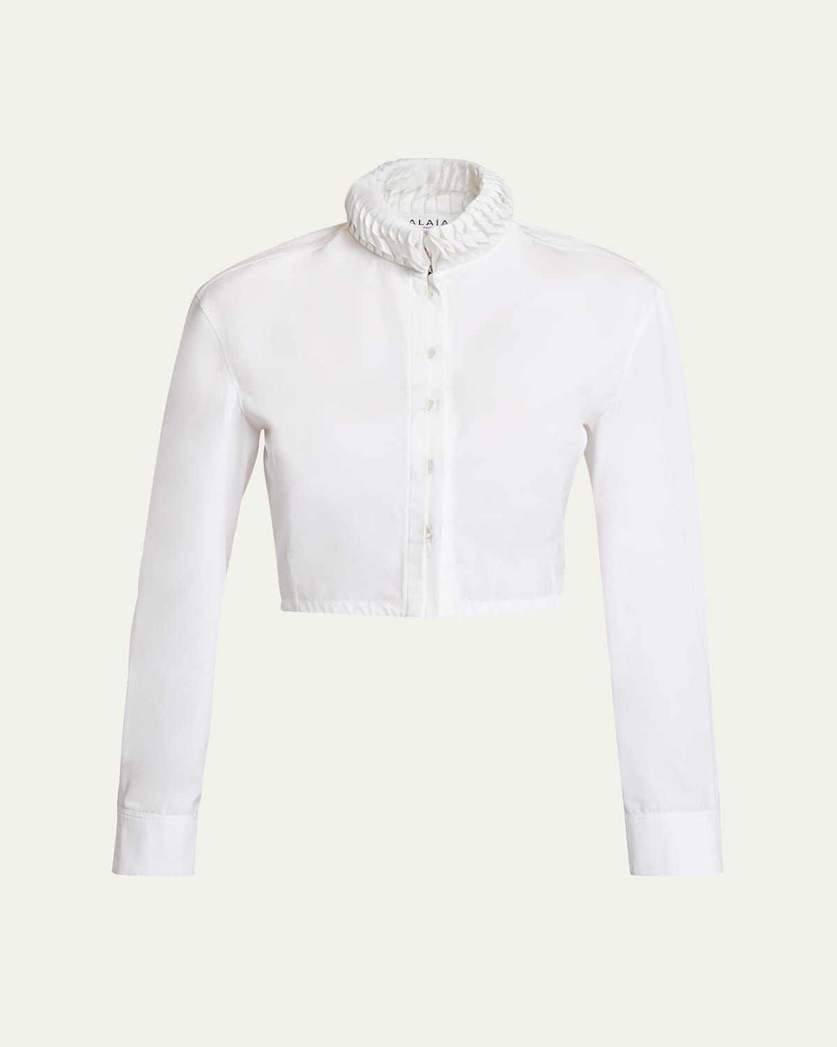 Alaïa Trimmed Collar Crop Button-down Shirt In White