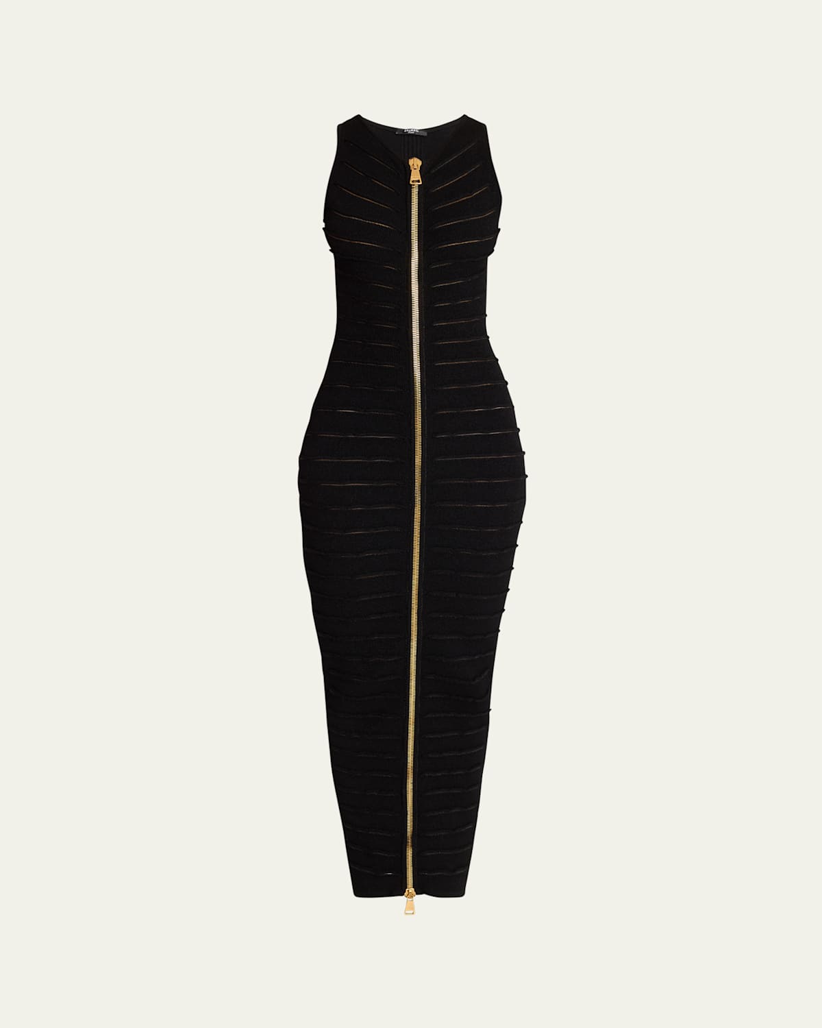 Balmain Sleeveless Cutout Zip Halter Maxi Dress In Black