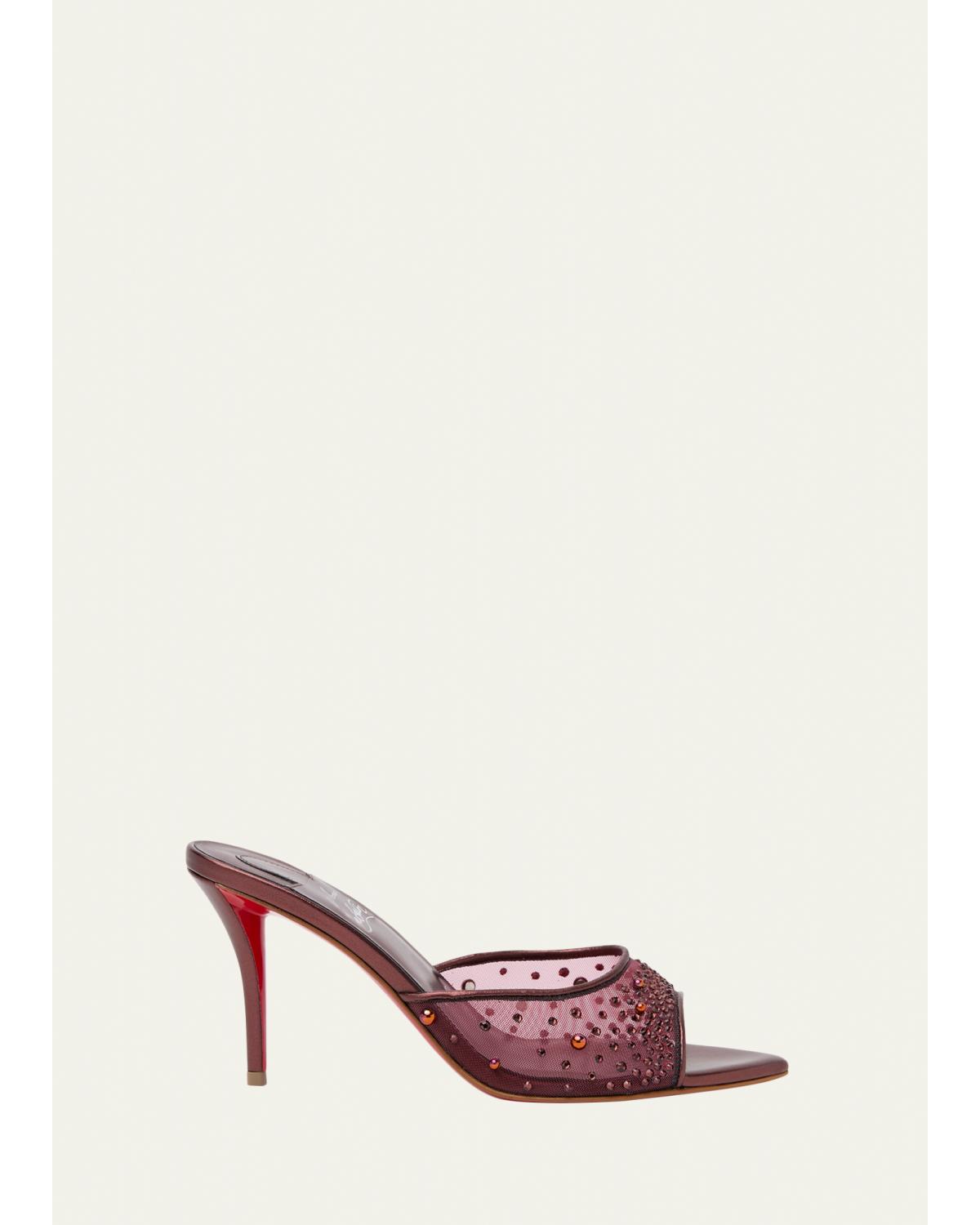 80Mm Miss Z Embellished Mesh And Metallic Leather Mule Pumps