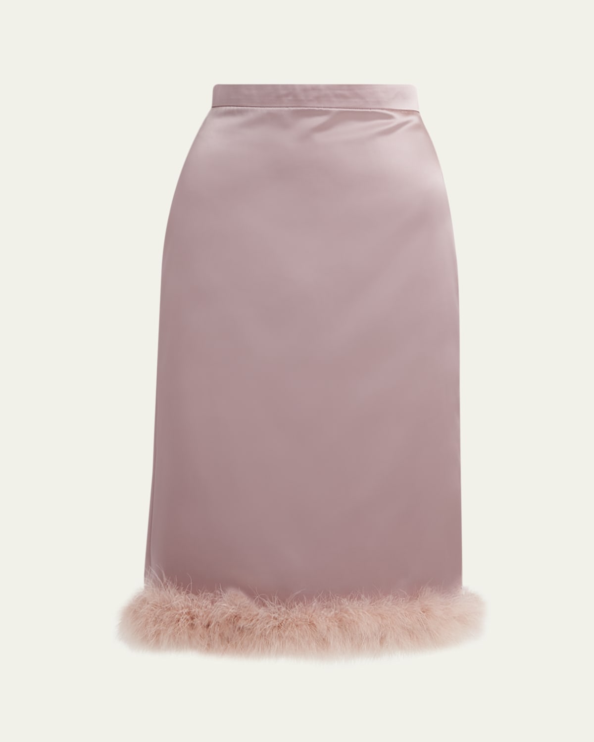 Valentino Garavani Feather-Trim Satin Skirt