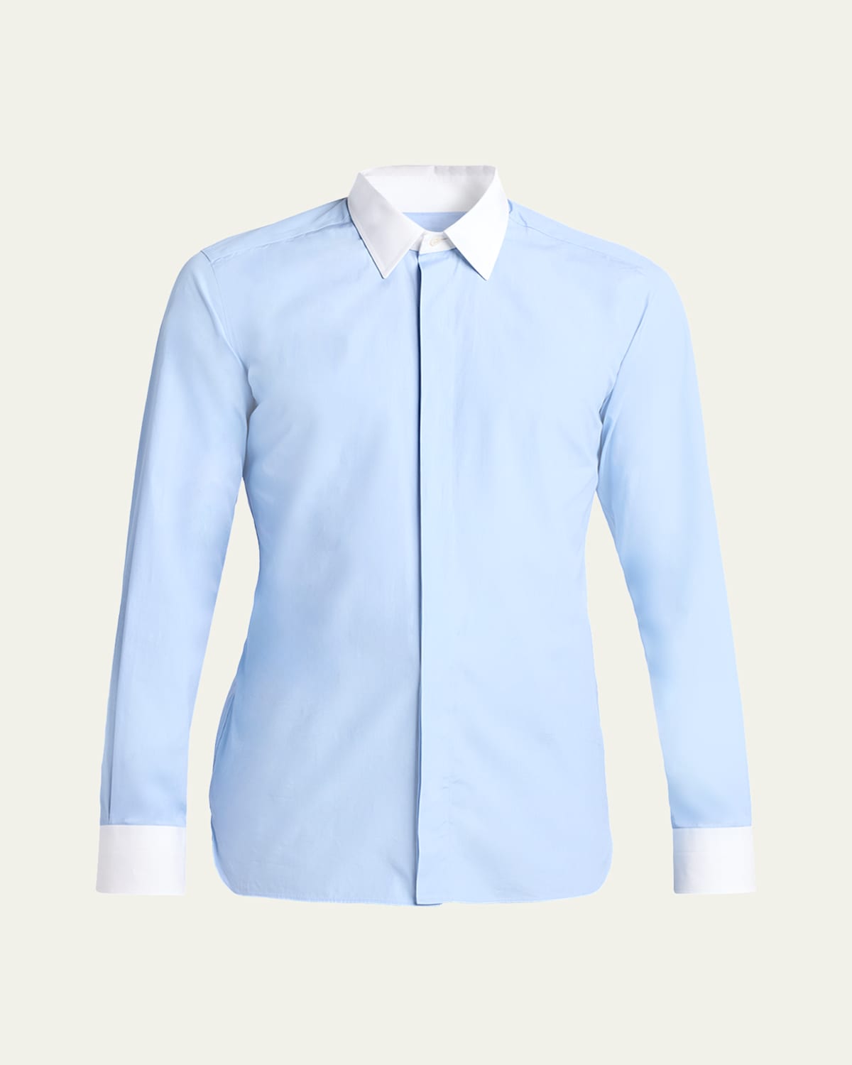 Tom Ford Men's Poplin Contrast-trim Sport Shirt In Blue