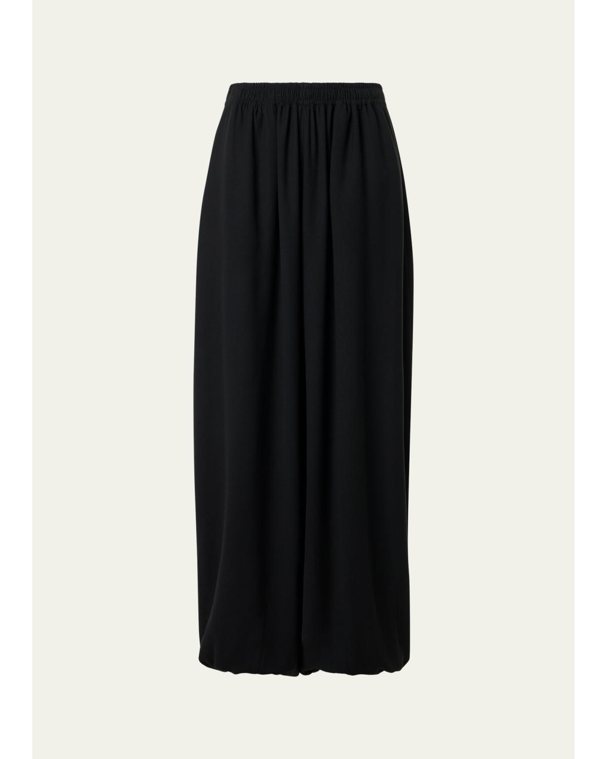 Viscose Crepe Wide-Leg Pull-On Balloon Pants