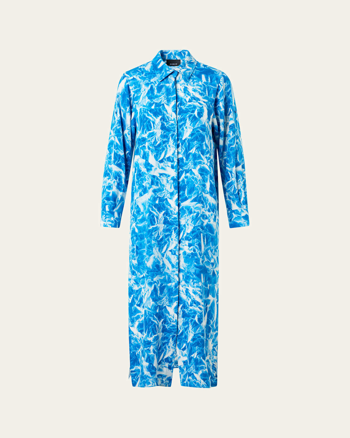 Akris Whitecaps Print Silk Crepe Midi Shirtdress In Purple