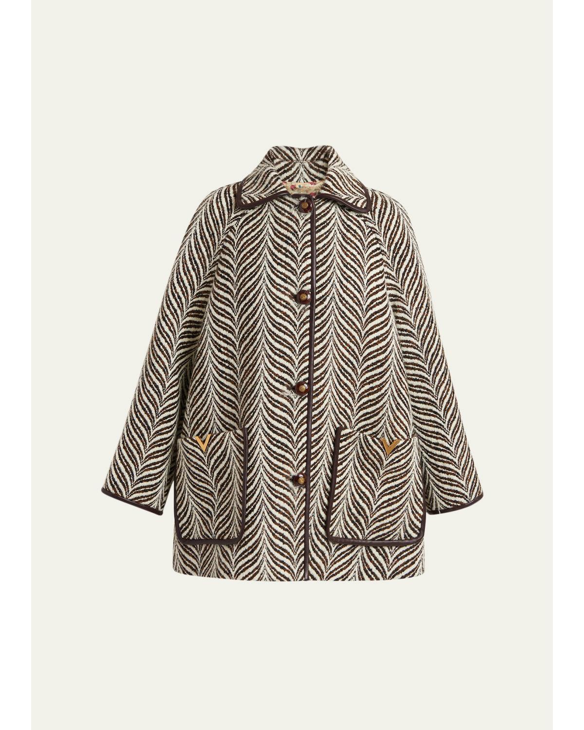 Animal Jacquard Single-Breasted Coat