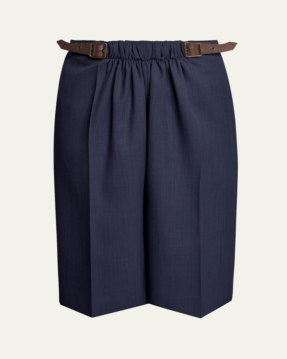Loewe Belted Crop Straight-leg Trousers In Blue