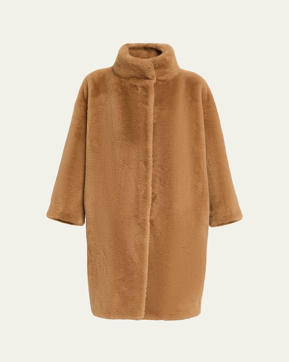 Herno Oversized Alternative Fur Coat In Brown