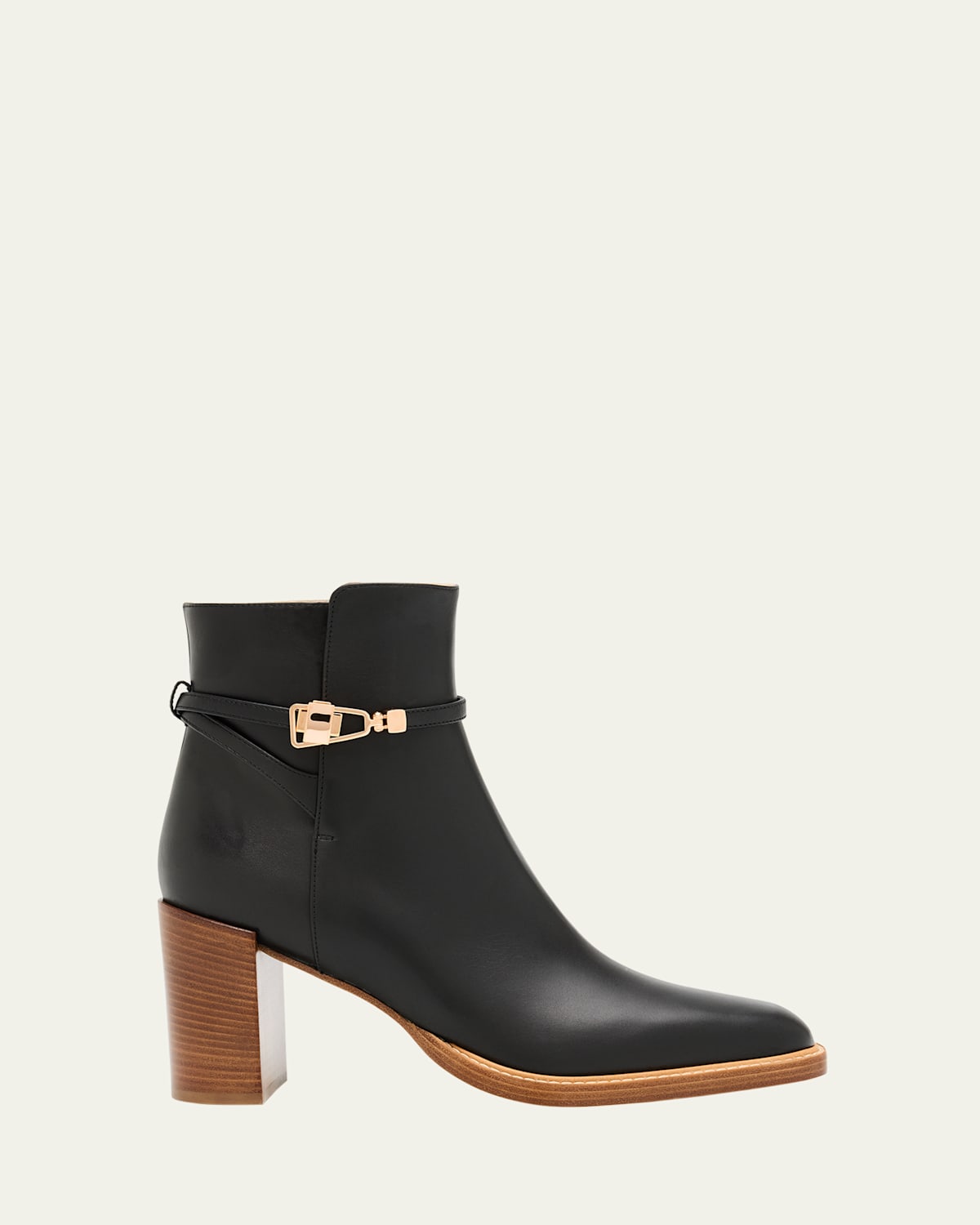 Gabriela Hearst Nina Leather Clasp Ankle Boots In Black