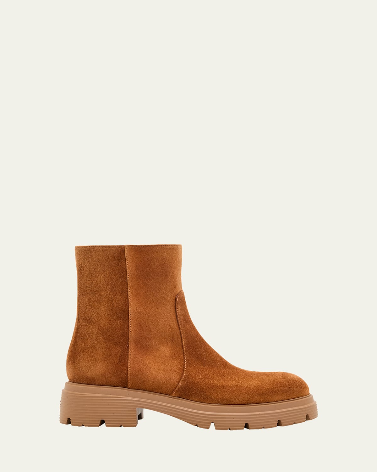 Stuart Weitzman Hudson Lite Suede Zip Ankle Boots In Brown