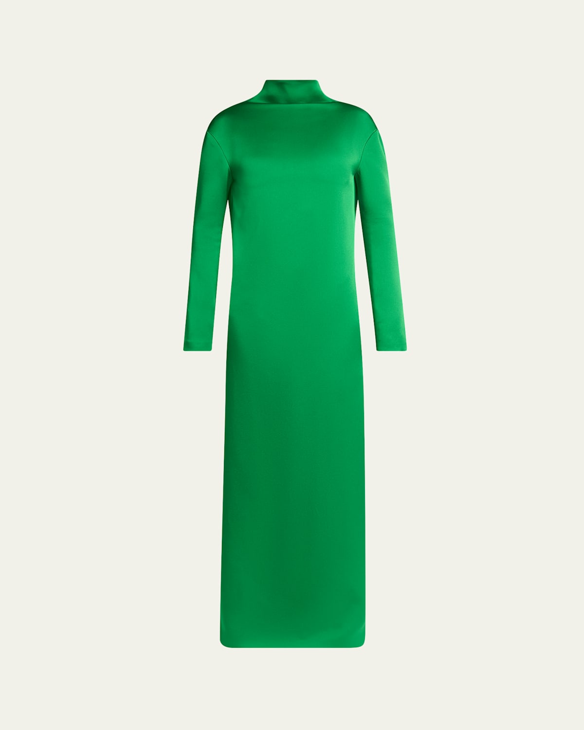 Tom Ford Mock-neck Long-sleeve Crepe Gown In Green