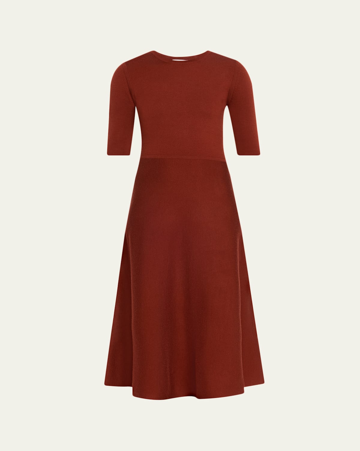Gabriela Hearst Seymore Wool-cashmere Short-sleeve Midi Dress In Brown