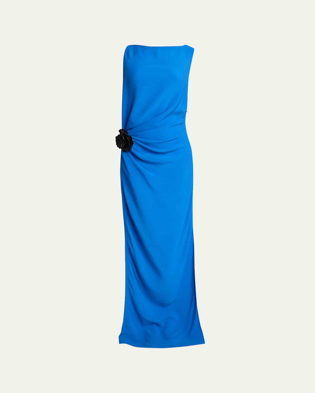 Proenza Schouler Indria Draped Double-crepe Flower Dress In Blue