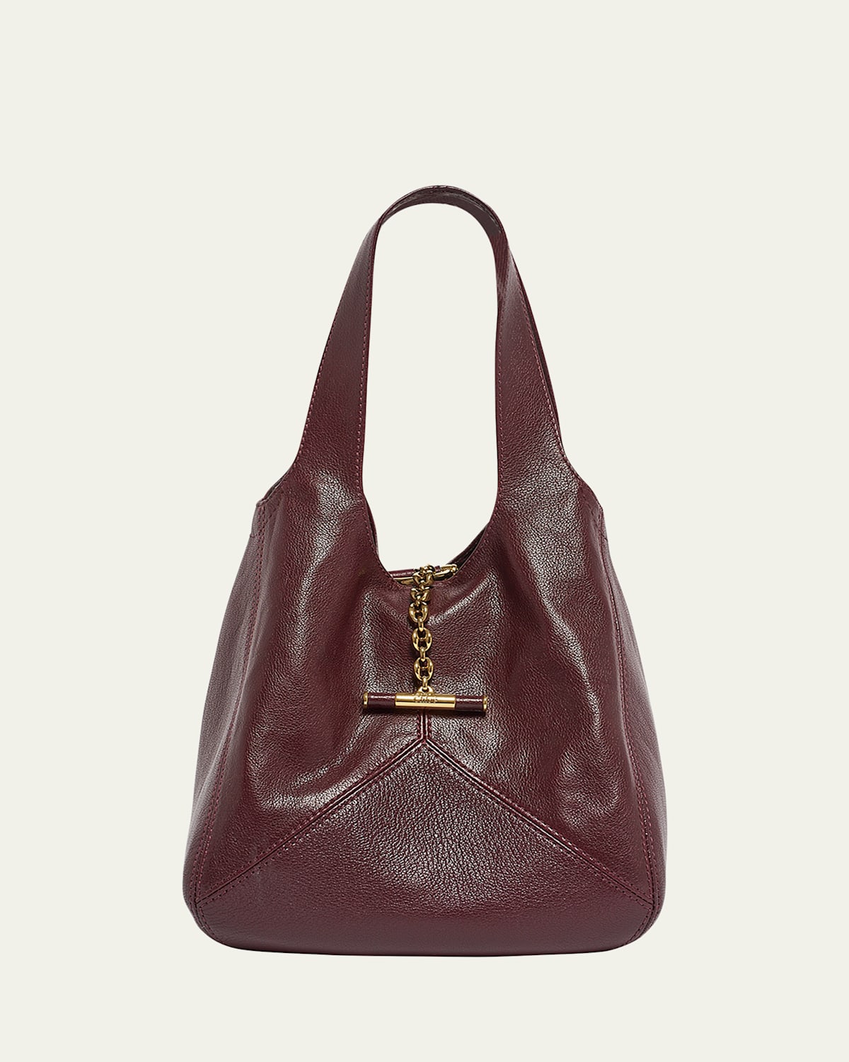 Chloé Balloon Small Top-handle Bag In Leather In Burgundy
