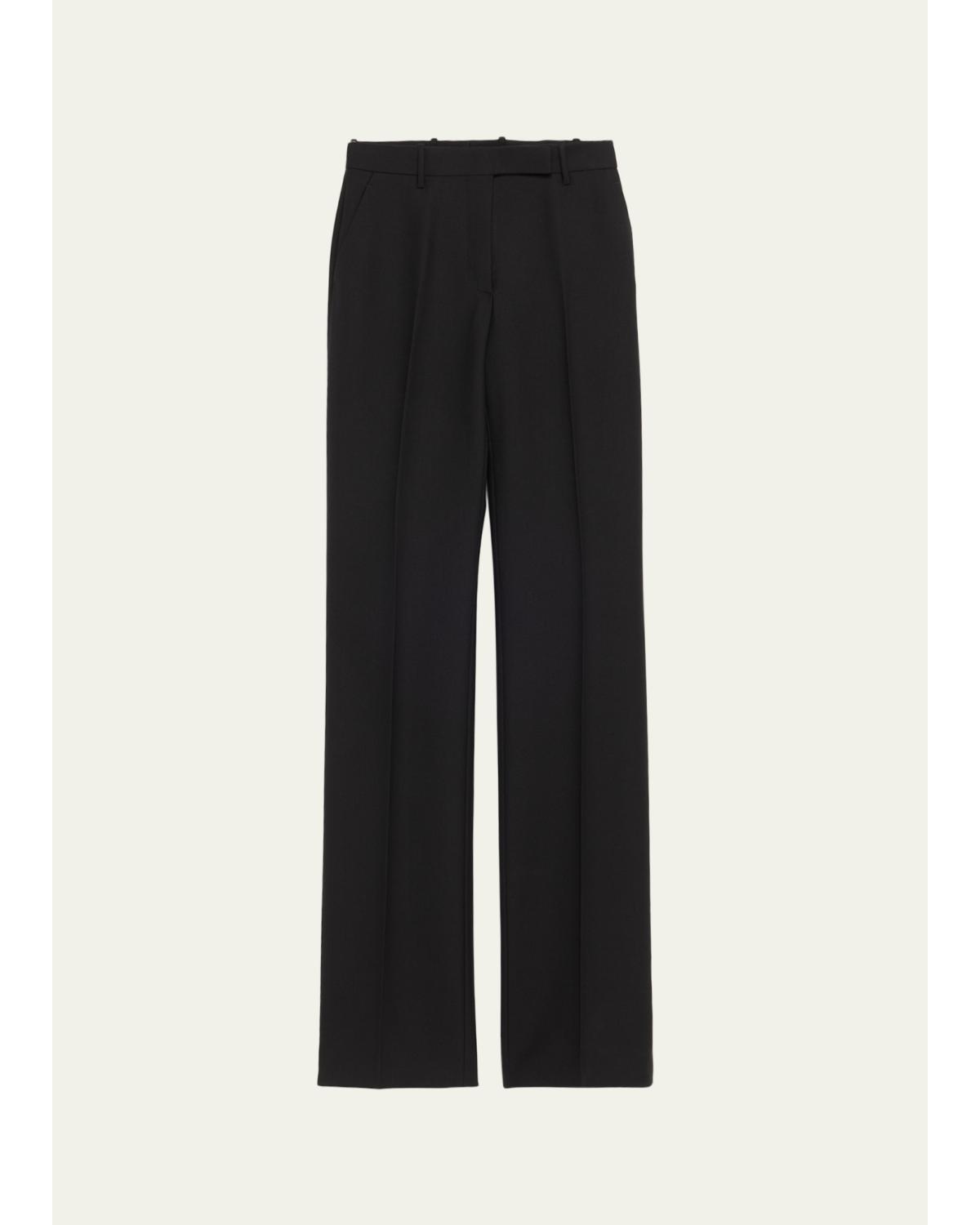 Wool-Blend Straight-Leg Pants