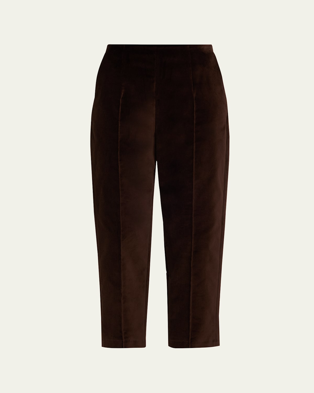 Marni Velvet Straight-leg Ankle Pants In Brown