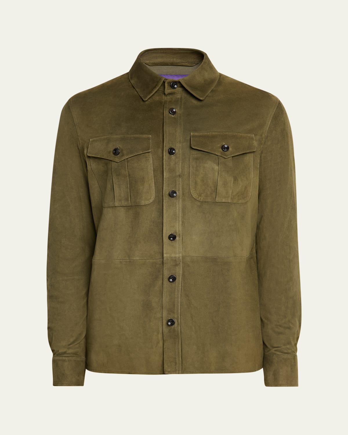 Ralph Lauren Button-fastening Suede Shirt Jacket In Green