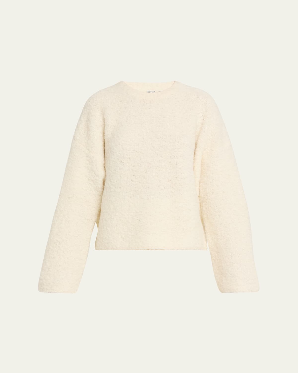 Totême Boxy Boucle Knit Sweater In White