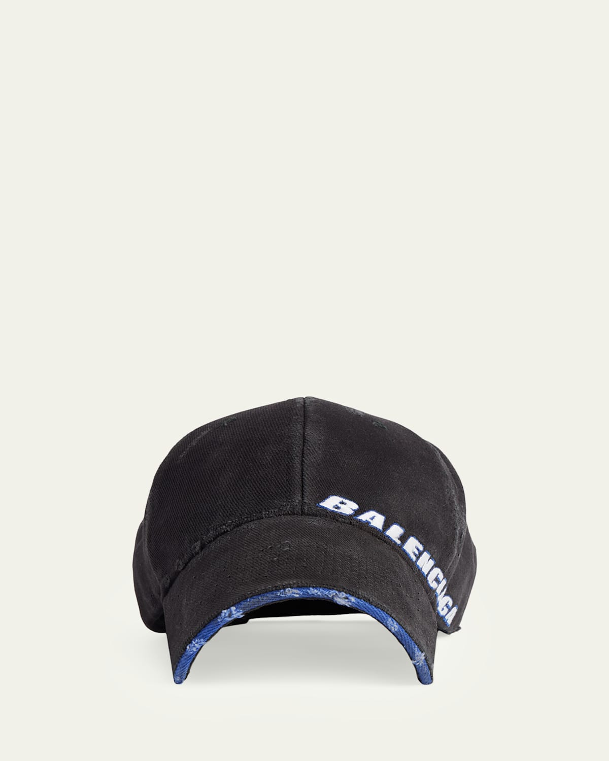Balenciaga Tilted Typo Cap In Cotton Drill Accessories In Black