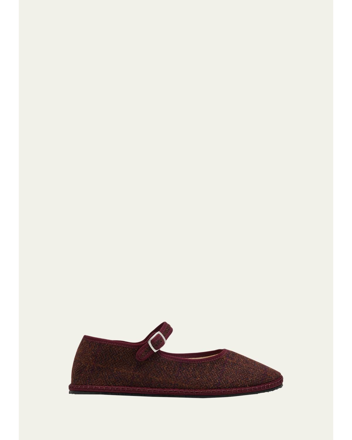 Mary Jane Wool-Blend Flats