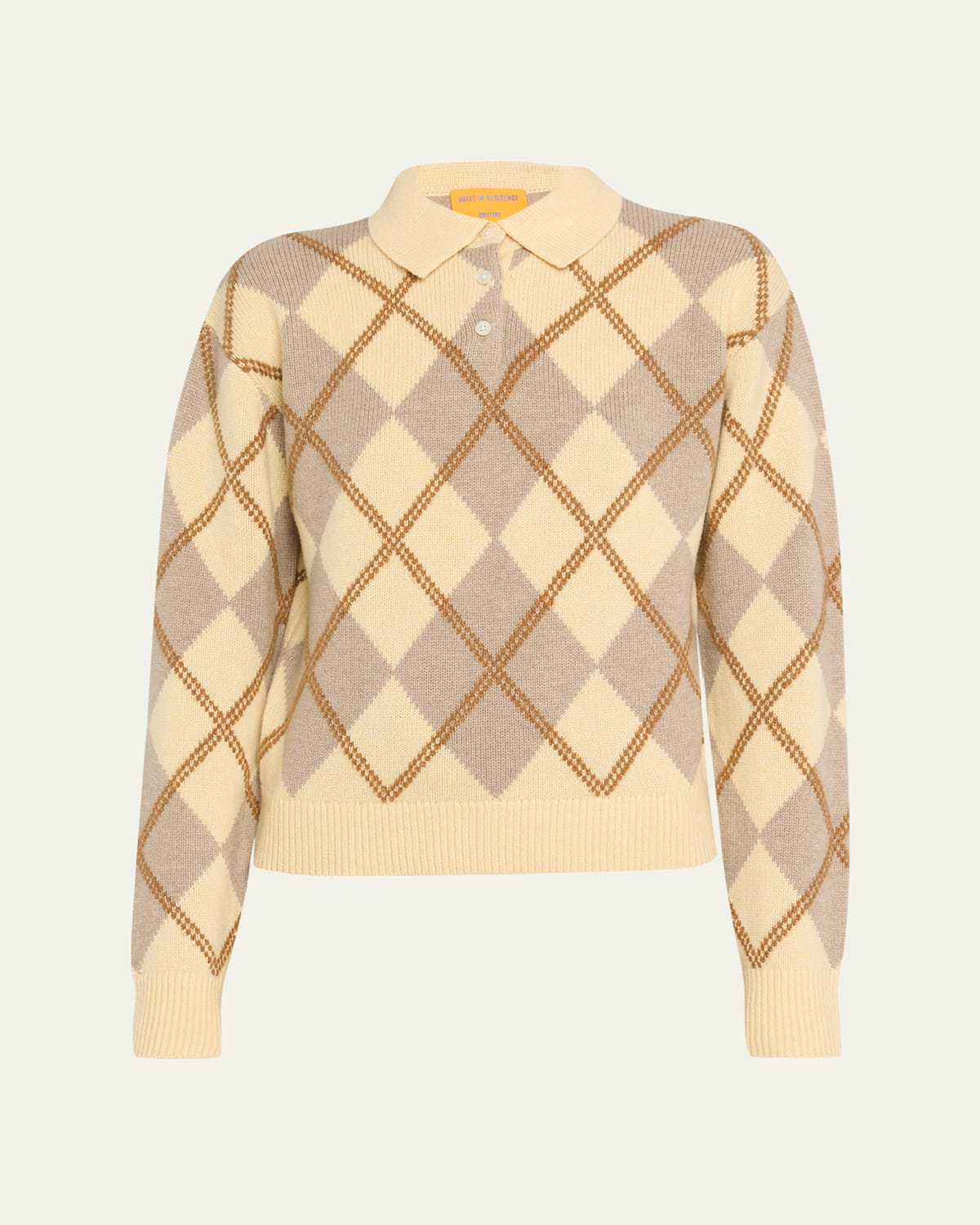 Guest In Residence Collegiate Argyle Wool-cashmere Polo In Brown