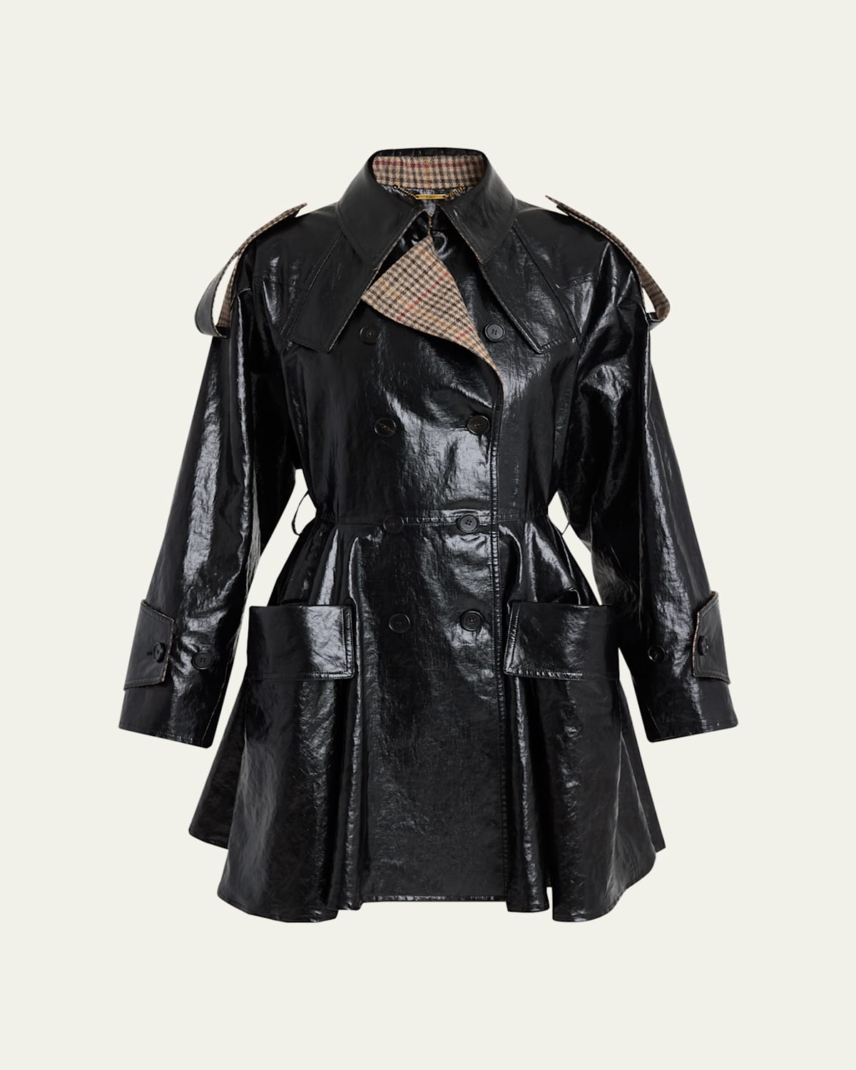Chloé Coated Linen Belted Riding Trench Coat In Black