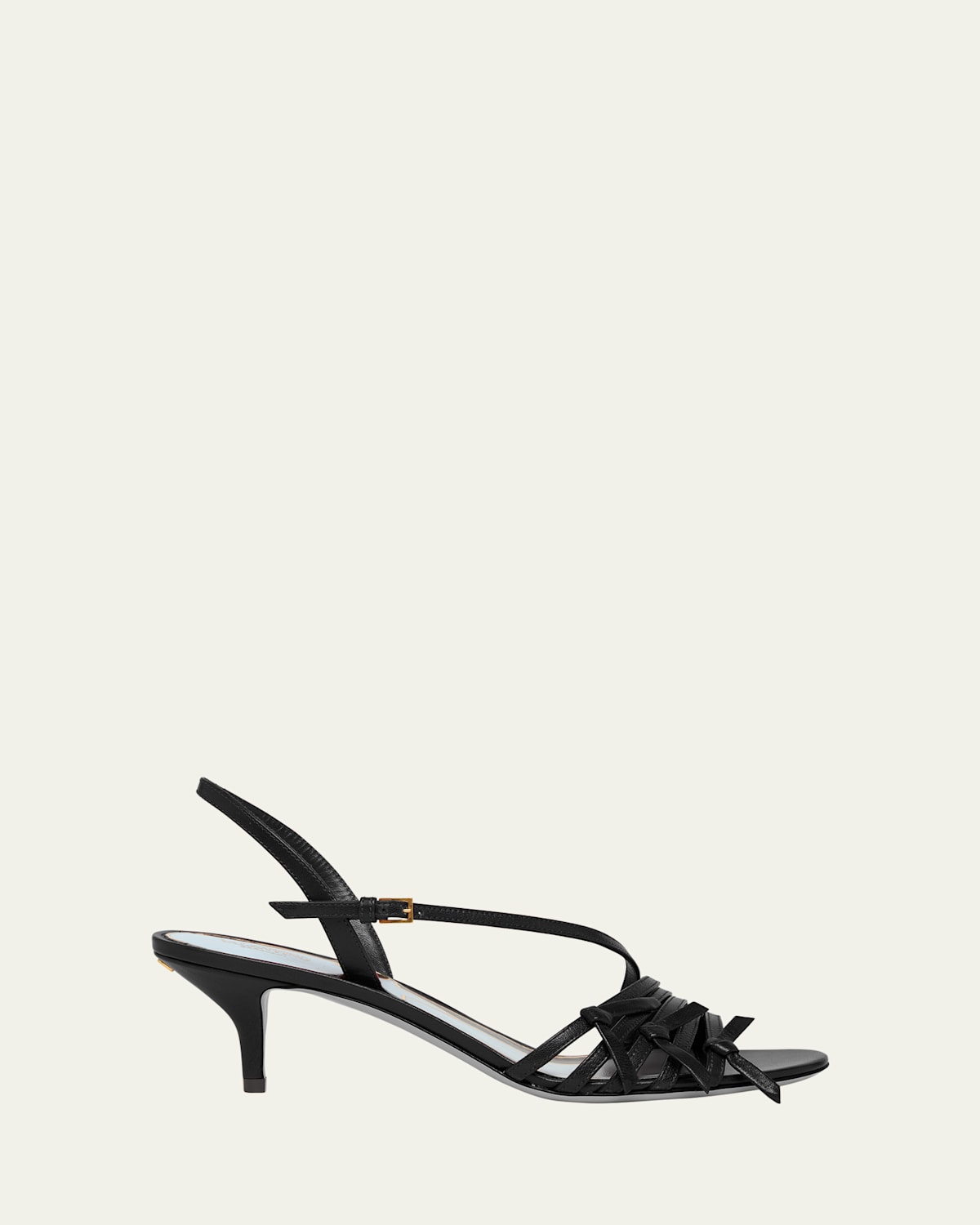 Valentino Garavani 55mm Nodine Leather Kitten-heel Pumps In Black