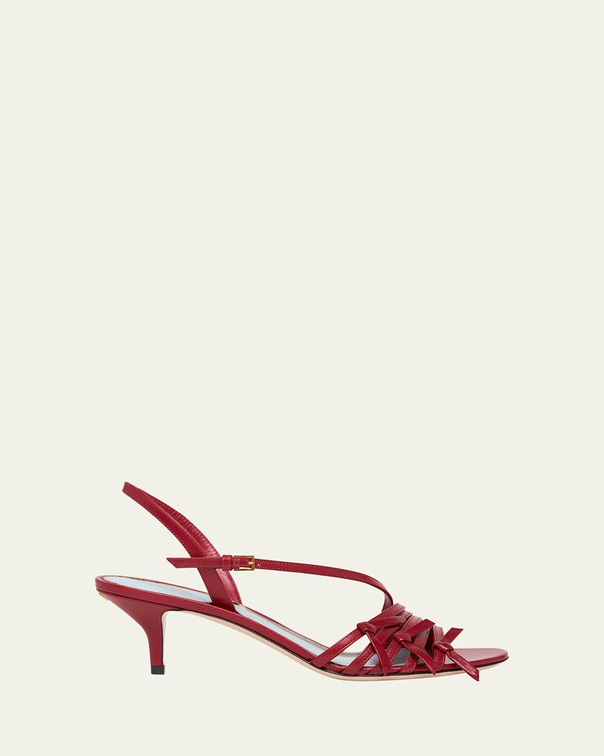 Valentino Garavani 55mm Nodine Leather Kitten-heel Pumps In Red