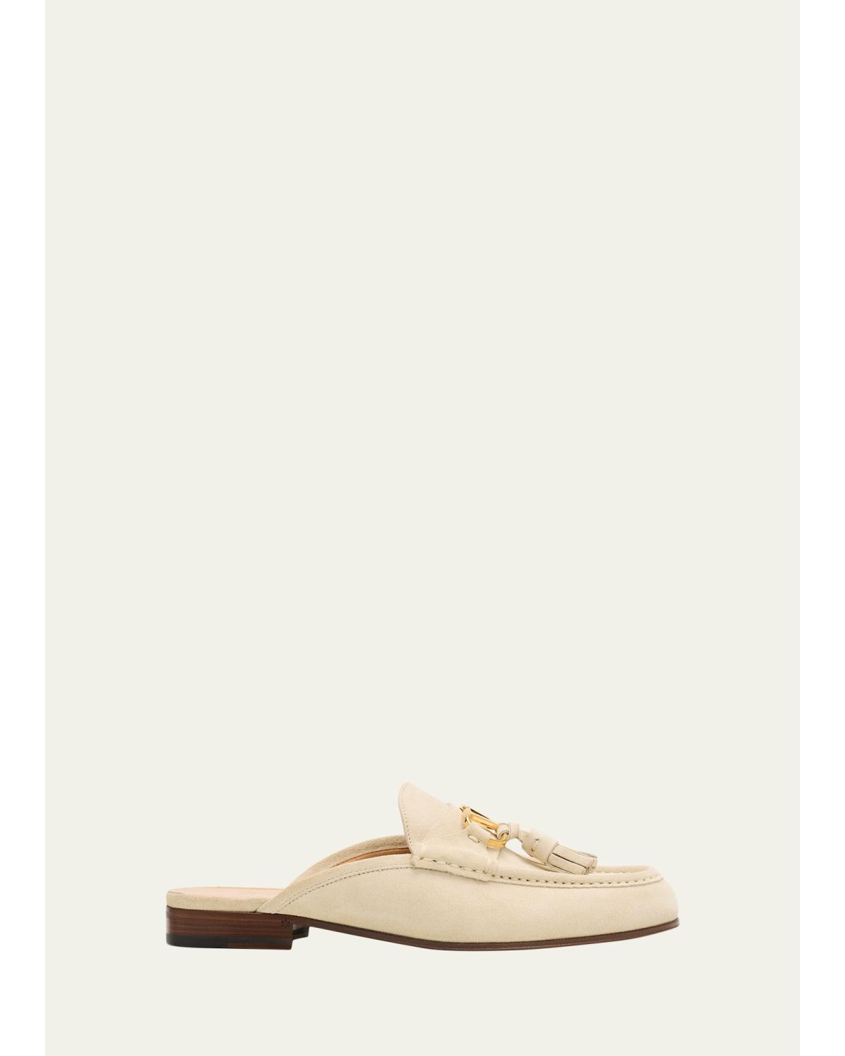 VLogo Signature Suede Loafer Mules