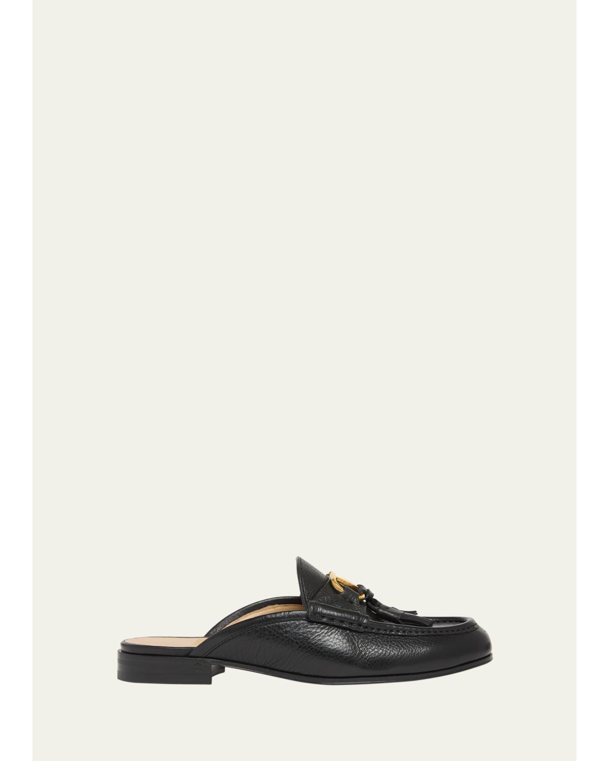 VLogo Signature Leather Loafer Mules
