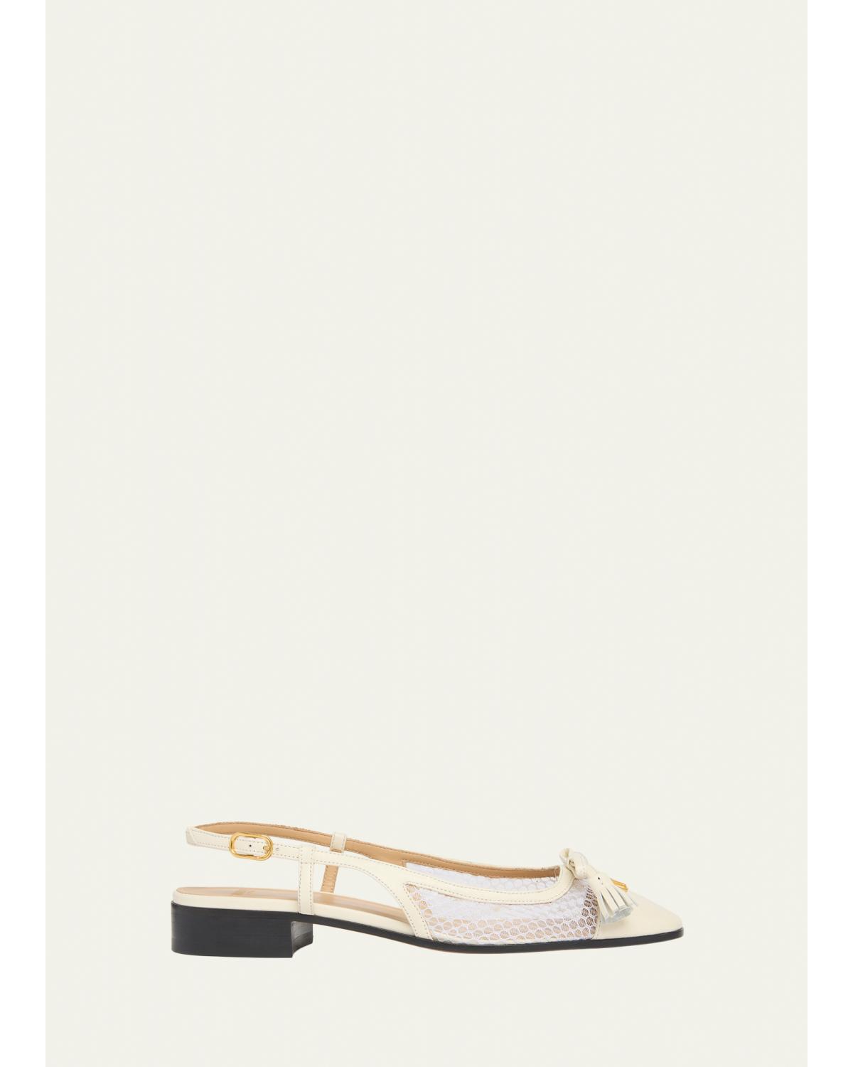 25mm VLogo Signature Valet Mesh and Leather Ballerina Flats