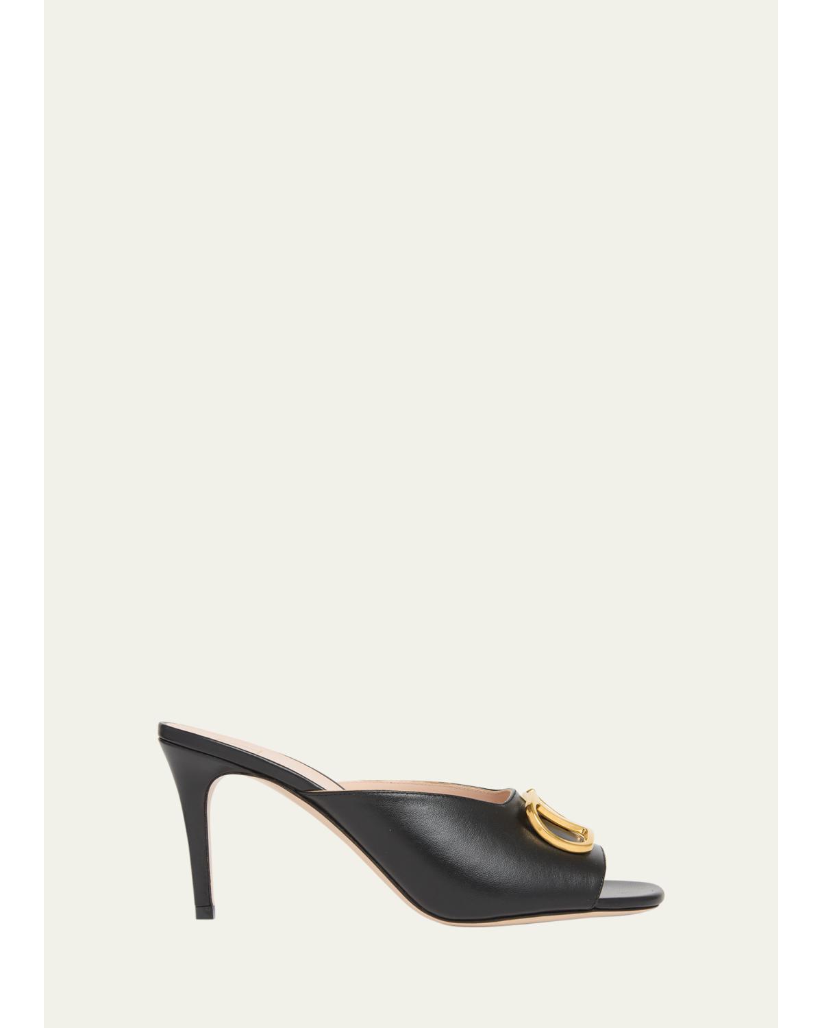 80mm VLogo Signature Leather Mule Pumps