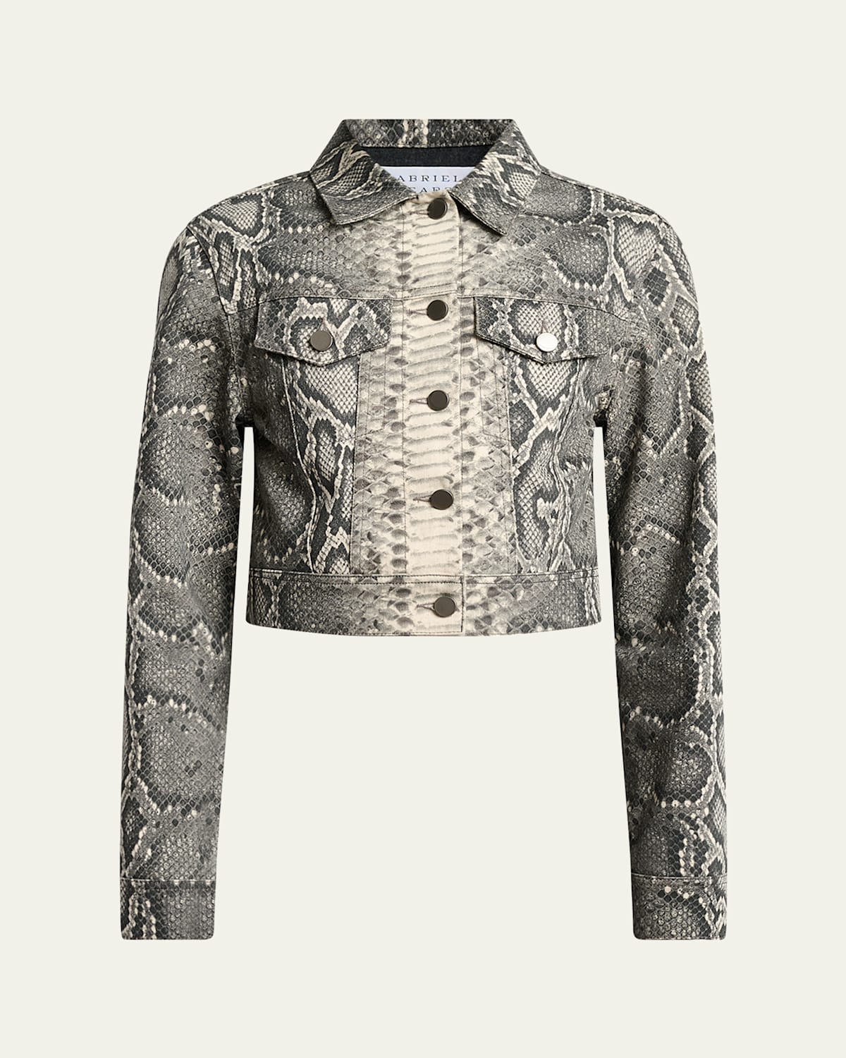 Gabriela Hearst Bronte Snakeskin-print Crop Denim Jacket In Multi