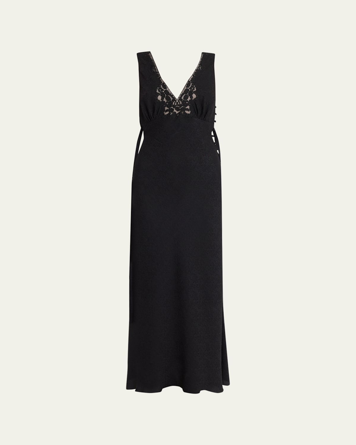 Chloé Lace Trim Floral Jacquard Silk Column Dress In Black