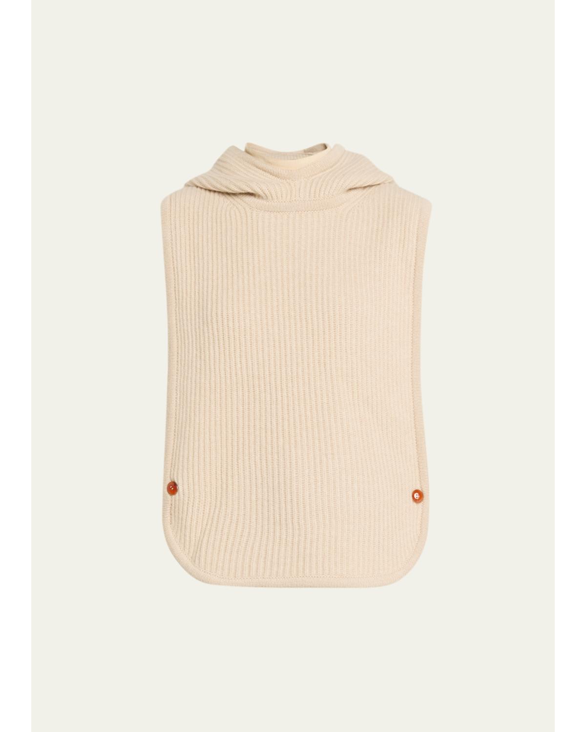 Melange Cashmere Rib Hooded Vest