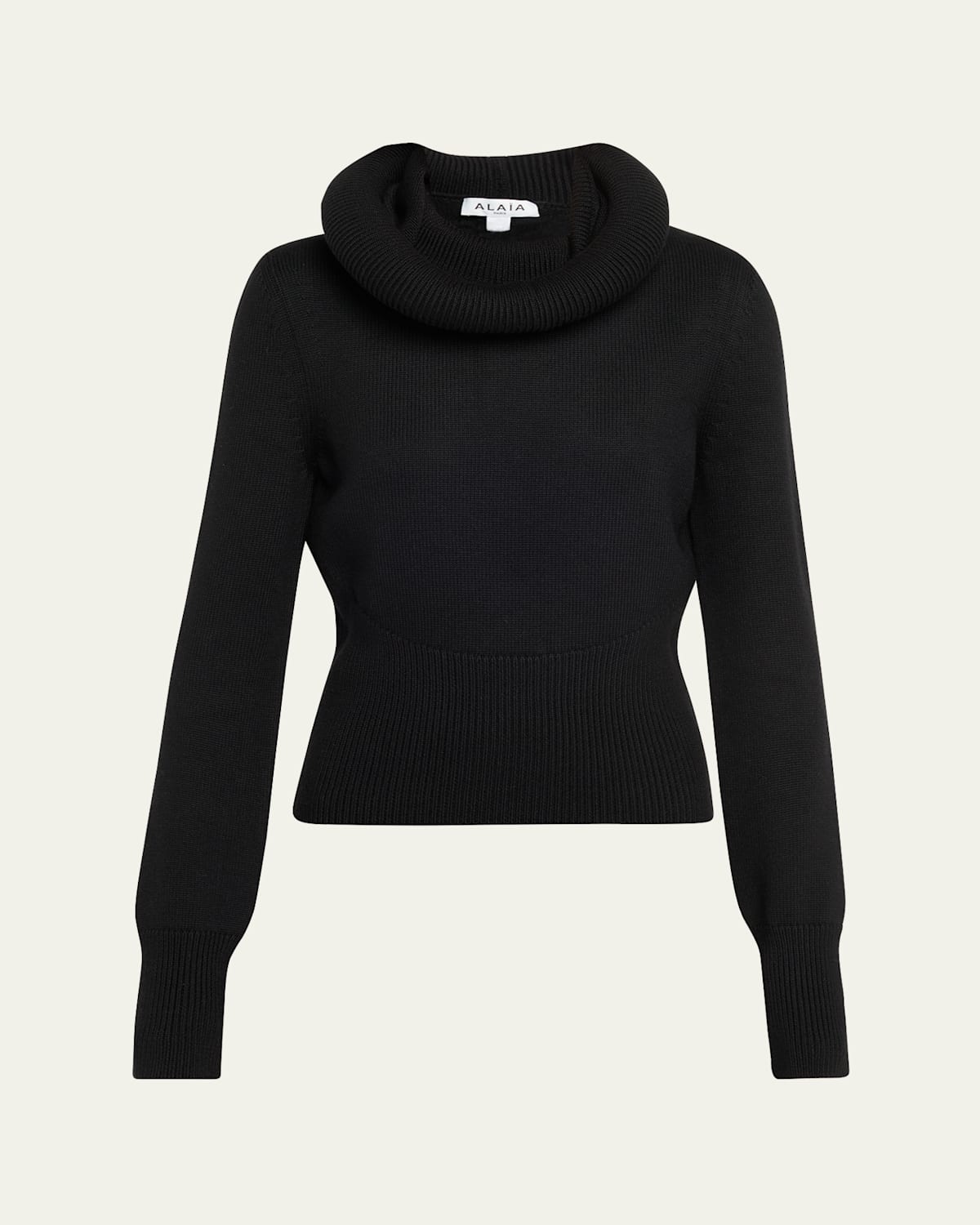Alaïa Sculptural Hooded Rib-knit Sweater In Black