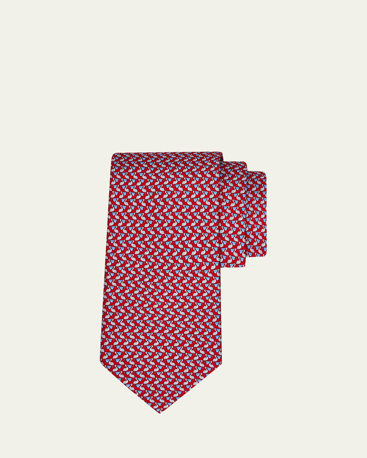 Ferragamo Men's Pelican Micro-Print Silk Tie