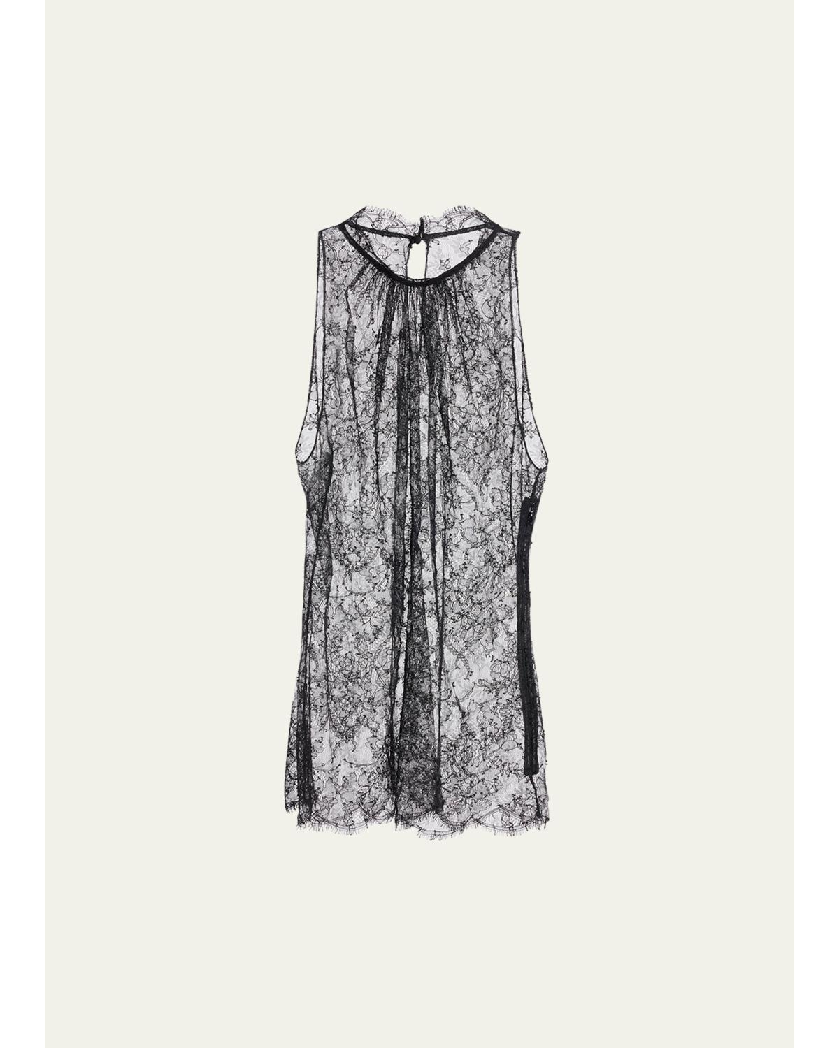 Scalloped Sheer Floral Lace Halter Top