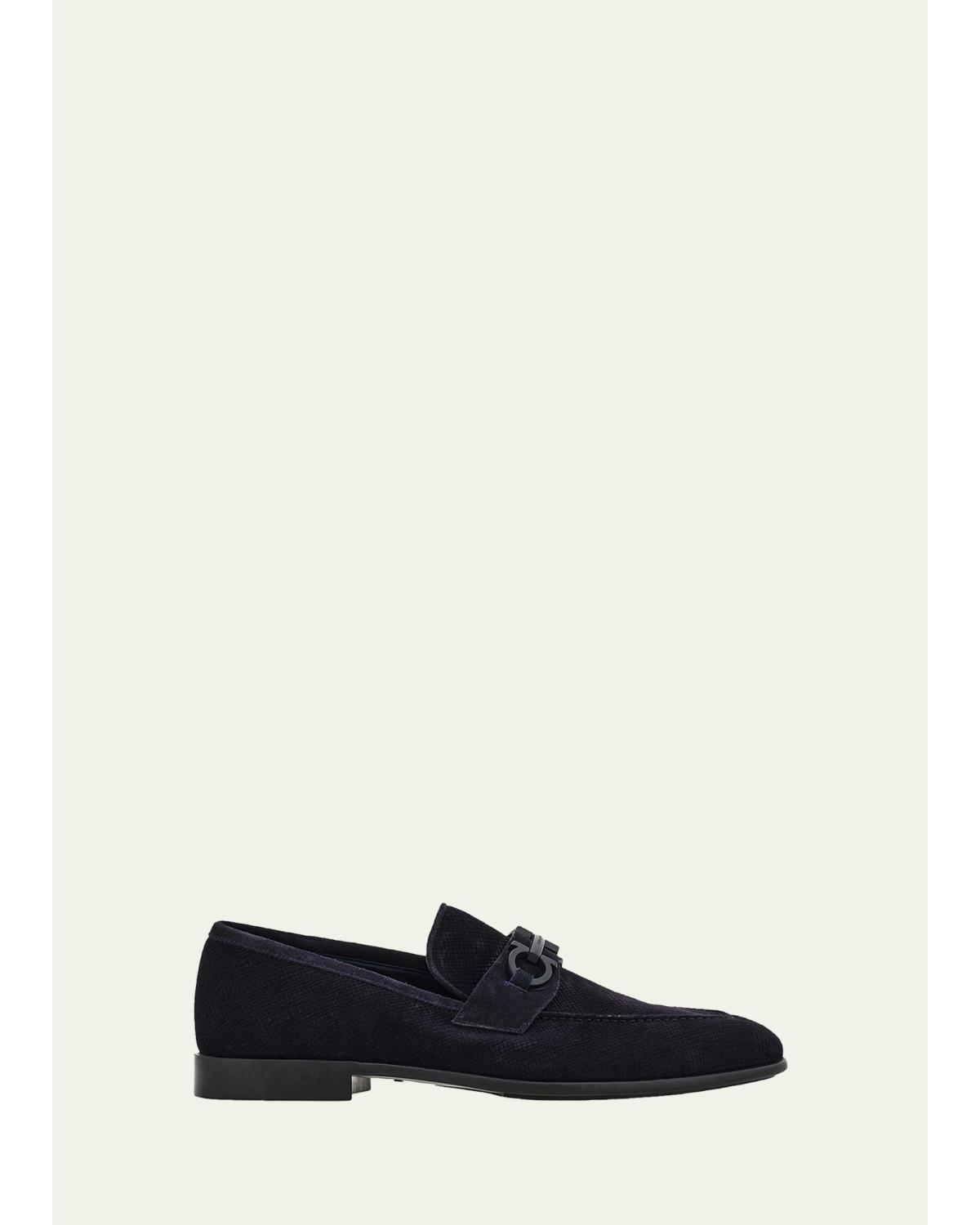 Men'S Foster Textured Suede Gancini Bit Loafers