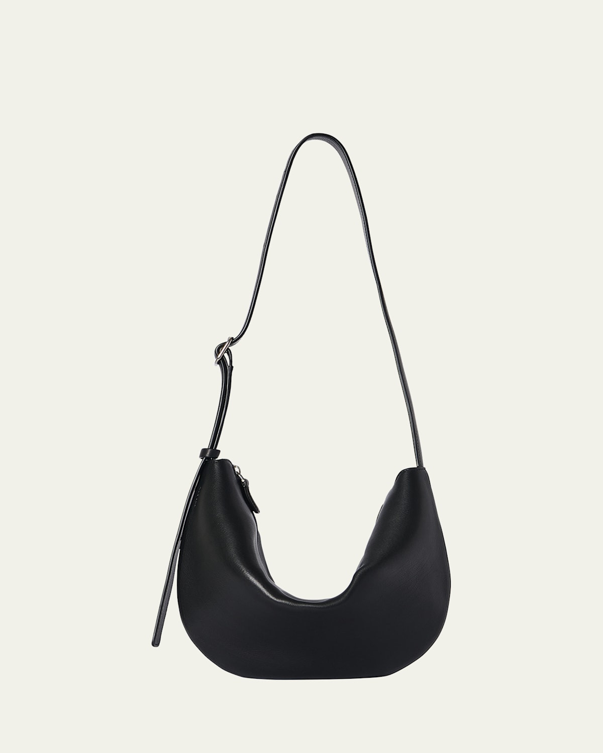 The Row Jouvette Crescent Crossbody Bag In Leather In Black