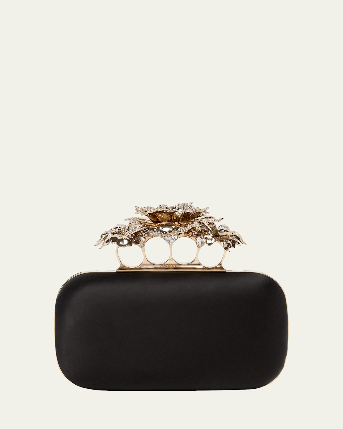 Alexander Mcqueen Carnation Crystal-encrusted Silk Satin Clutch Bag In Multi
